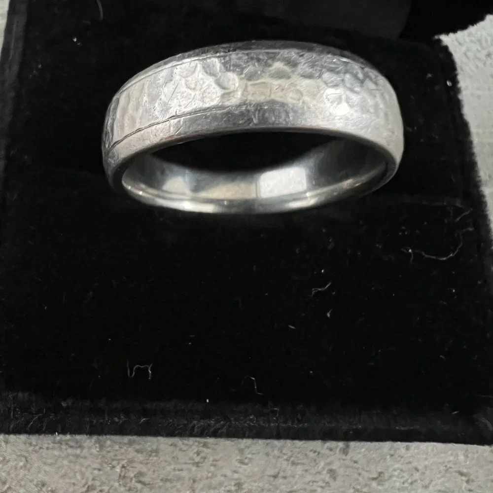 9MM Palladium Hammered Wedding Band Size 11